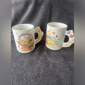 Vintage Easter bunny coffee mugs set of two